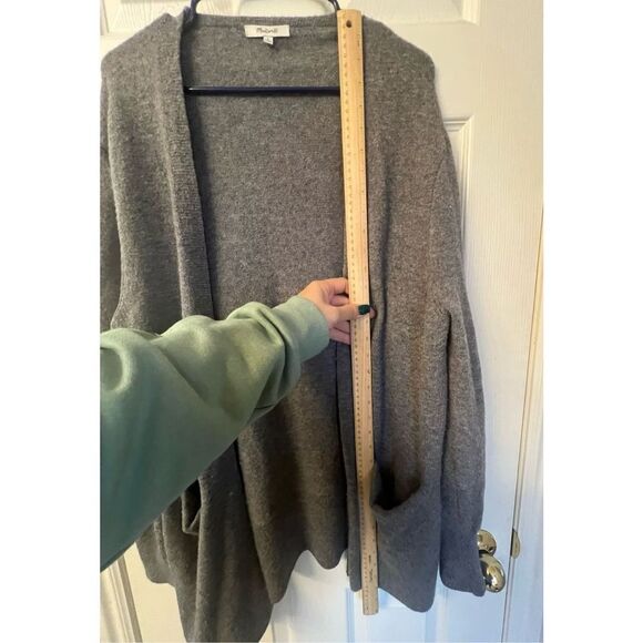 Madewell Merino Wool Cozy Walker Gray 2 Pocket Cardigan Women’s Size Large - Picture 13 of 15